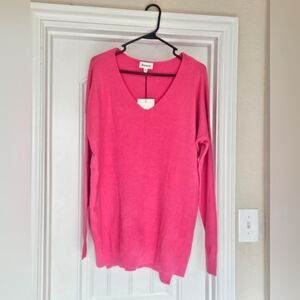 Oversized Pink V Neck Sweater